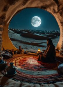 Arabic Coffee Drinking Bedouin Man in 360-Degree VR Sitting Room